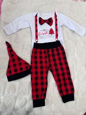 Amazon Kids Red and Black Buffalo Plaid Christmas Matching Set